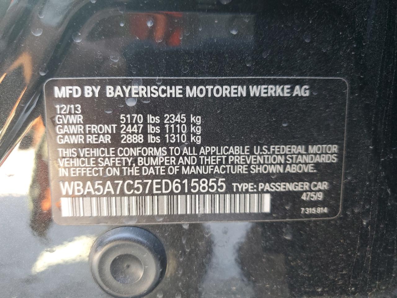 WBA5A7C57ED615855 2014 BMW 528 Xi