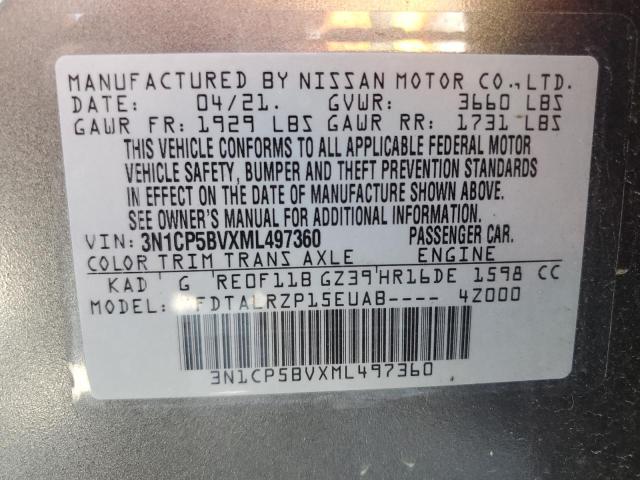 2021 Nissan Kicks S VIN: 3N1CP5BVXML497360 Lot: 57511254