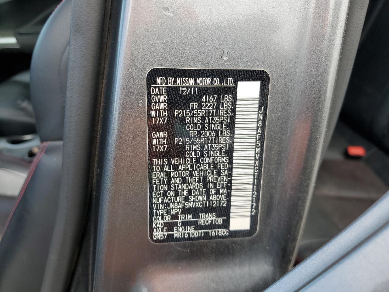 JN8AF5MVXCT112172 2012 Nissan Juke S