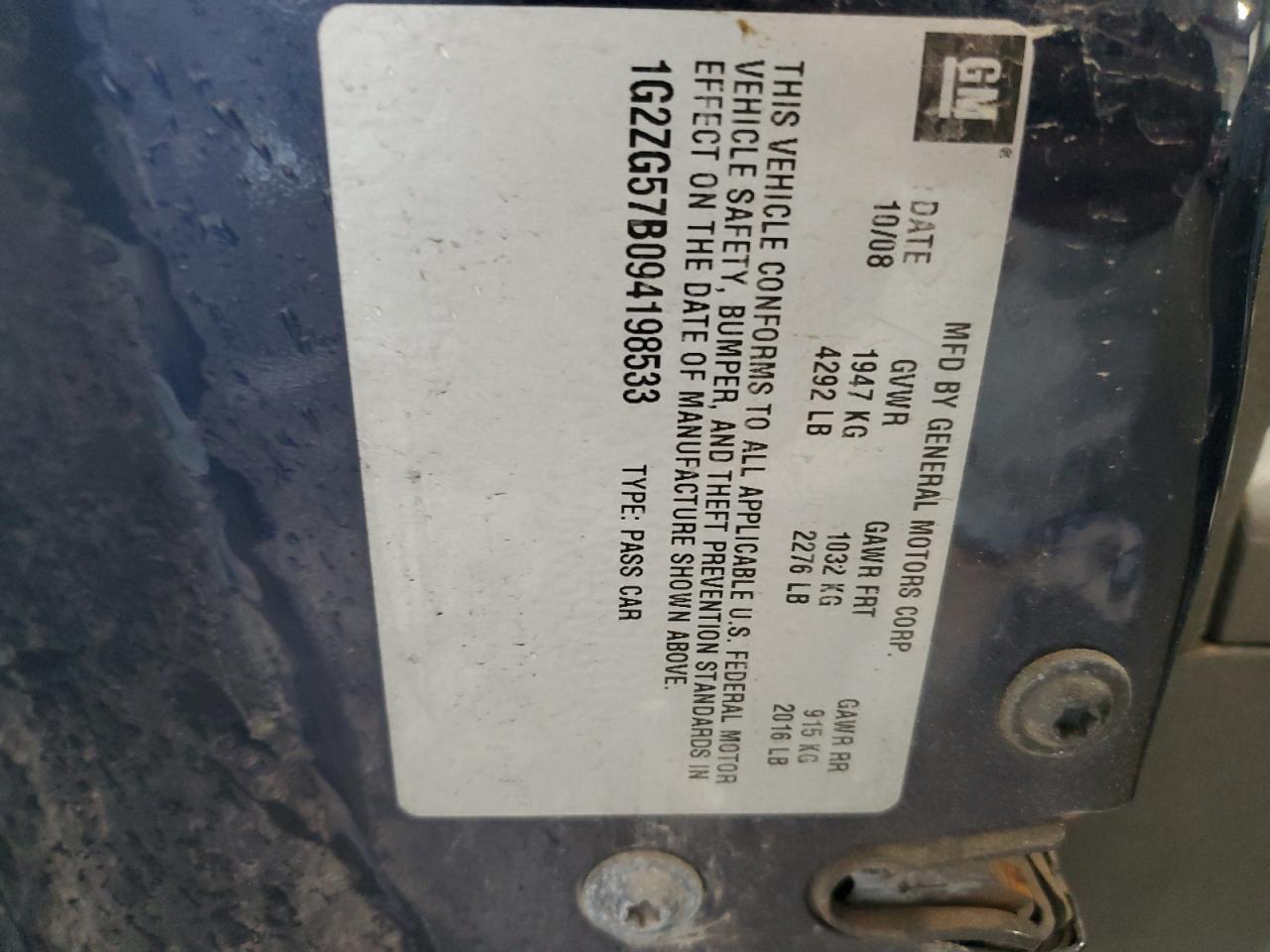 1G2ZG57B094198533 2009 Pontiac G6