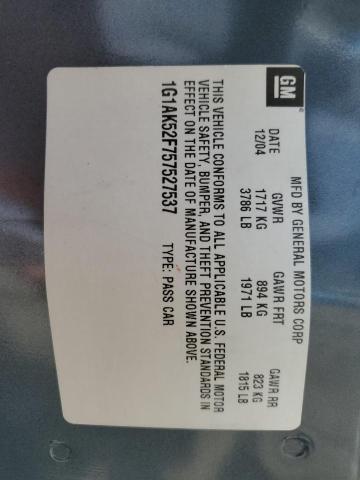 2005 Chevrolet Cobalt VIN: 1G1AK52F757527537 Lot: 58722094