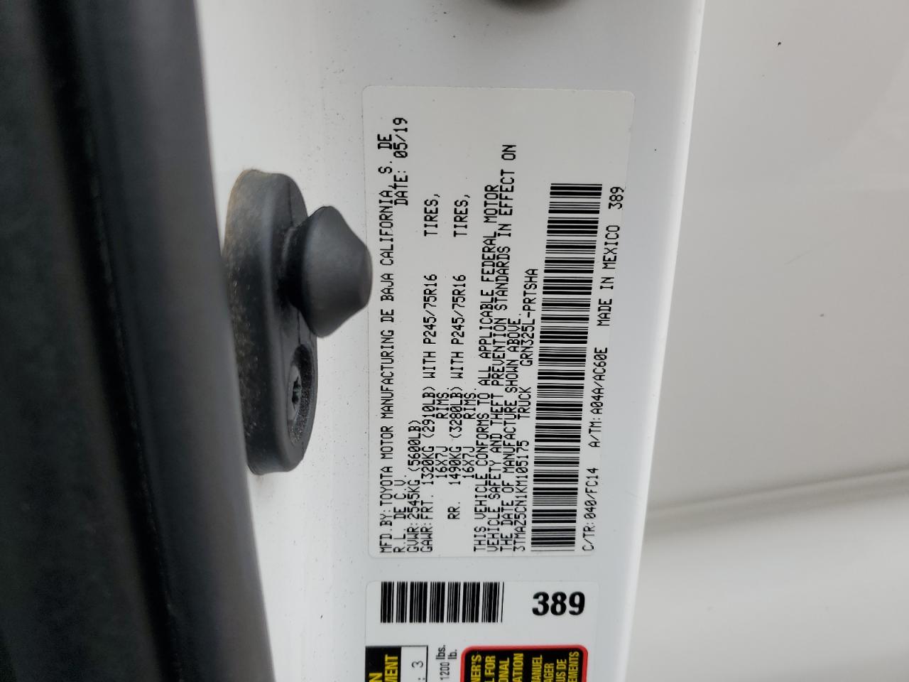 3TMAZ5CN1KM105175 2019 Toyota Tacoma Double Cab