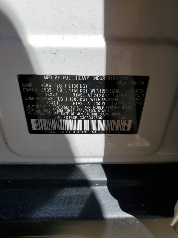 4S4BSBLC3G3332636 2016 Subaru Outback 2.5I Limited