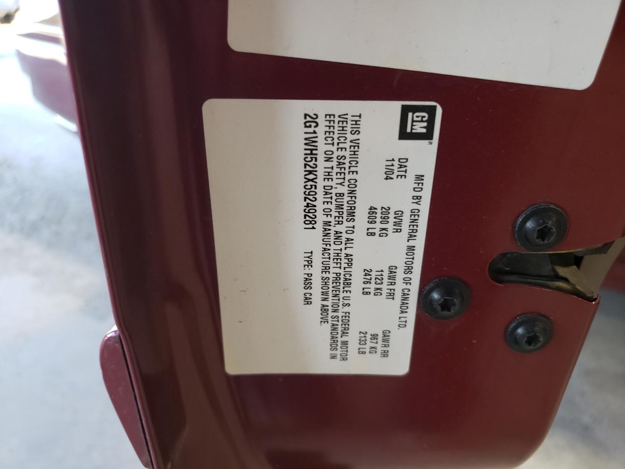 2G1WH52KX59249281 2005 Chevrolet Impala Ls