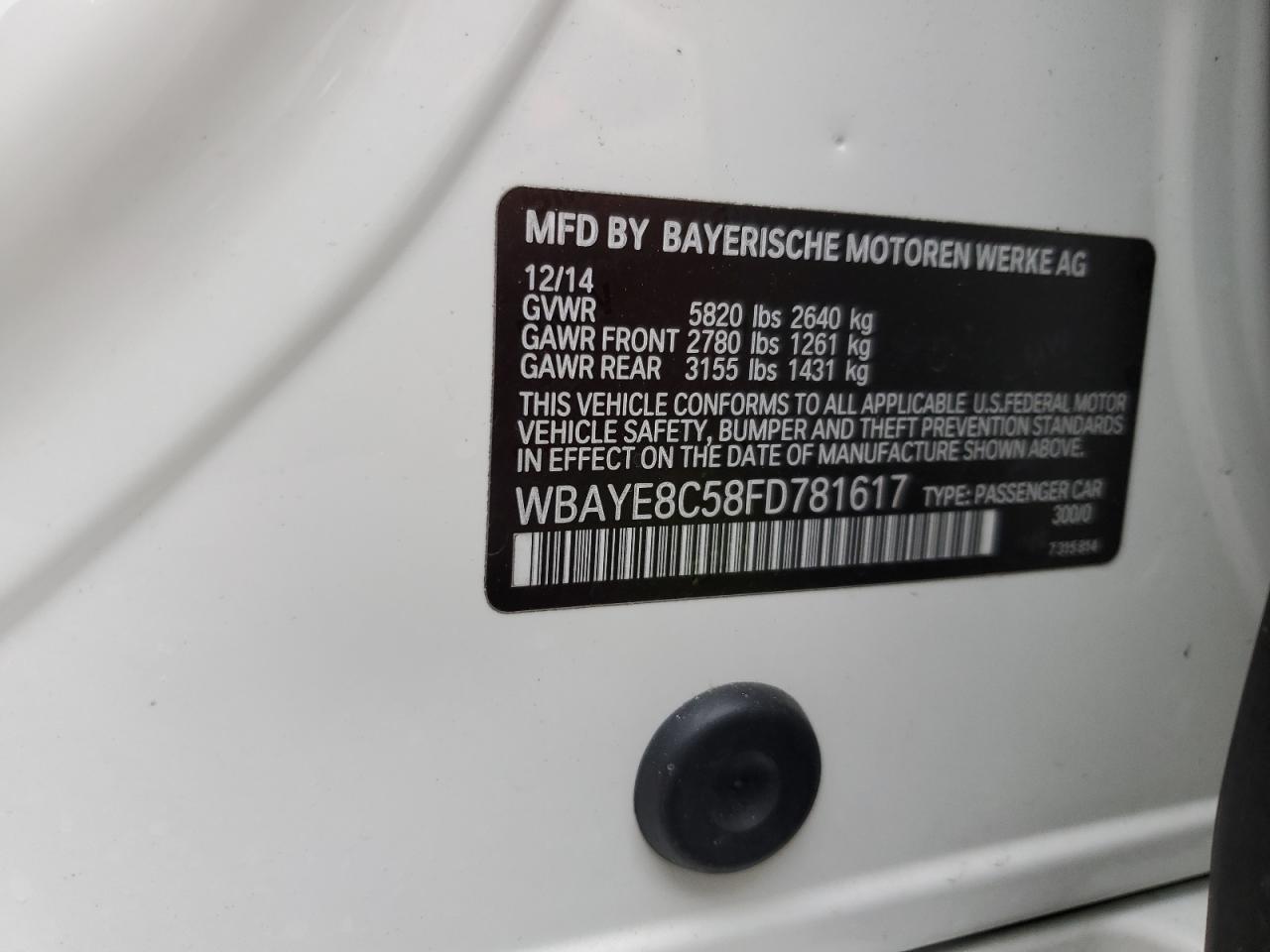 WBAYE8C58FD781617 2015 BMW 750 Li