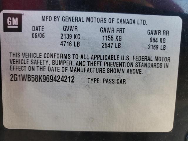 2006 Chevrolet Impala Ls VIN: 2G1WB58K969424212 Lot: 58288524