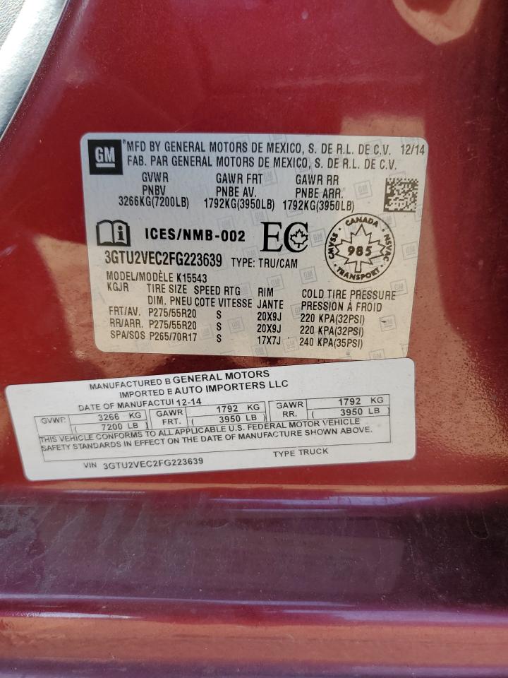 3GTU2VEC2FG223639 2015 GMC Sierra K1500 Slt