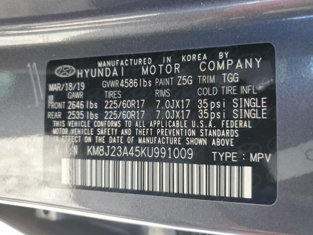 2019 Hyundai Tucson Se VIN: KM8J23A45KU991009 Lot: 58004954