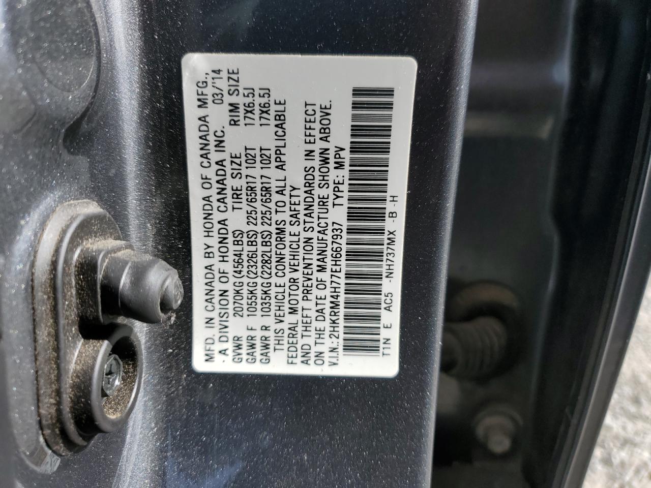 2HKRM4H77EH667937 2014 Honda Cr-V Exl