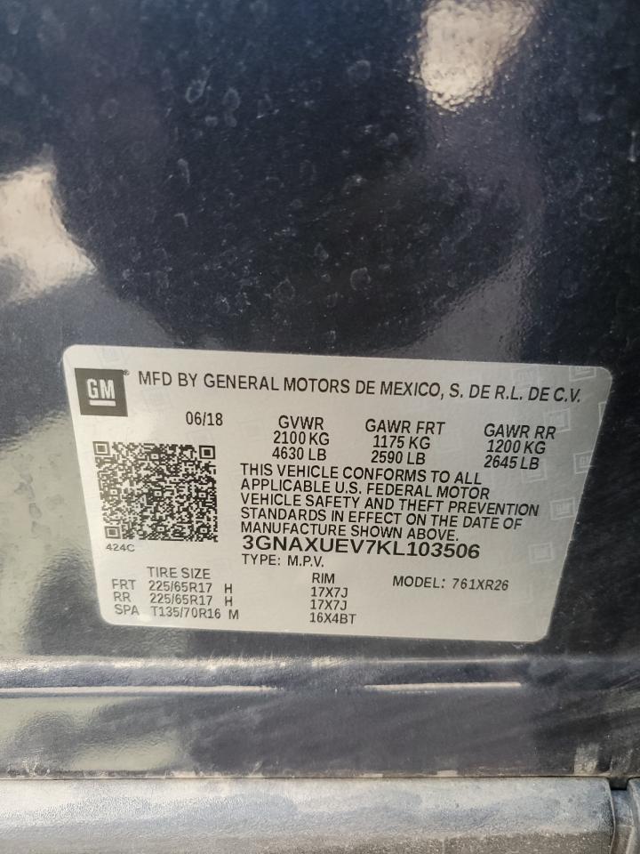 3GNAXUEV7KL103506 2019 Chevrolet Equinox Lt