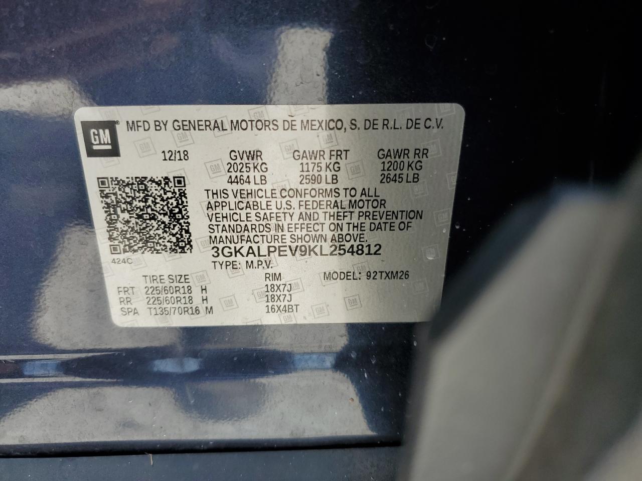 3GKALPEV9KL254812 2019 GMC Terrain Slt