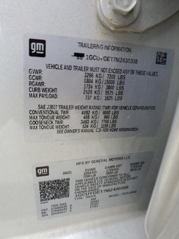 2021 Chevrolet Silverado K1500 Ltz VIN: 1GCUYGET7MZ430308 Lot: 55315044