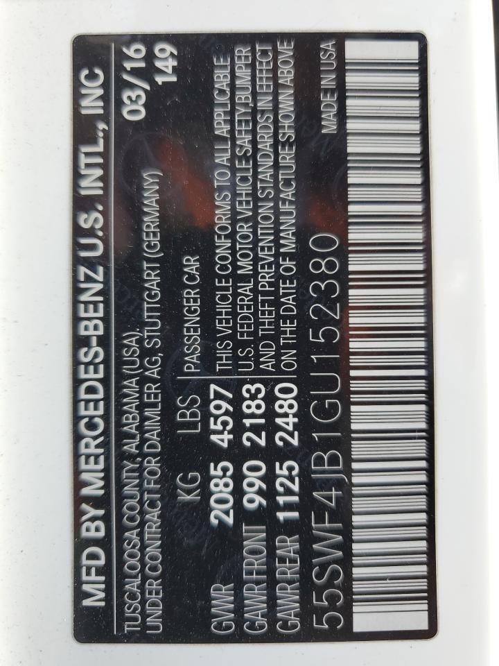 55SWF4JB1GU152380 2016 Mercedes-Benz C 300