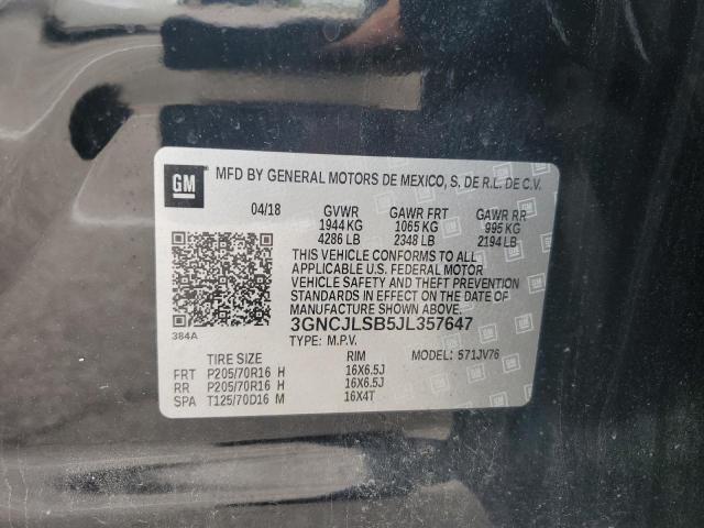 2018 Chevrolet Trax 1Lt VIN: 3GNCJLSB5JL357647 Lot: 58417344