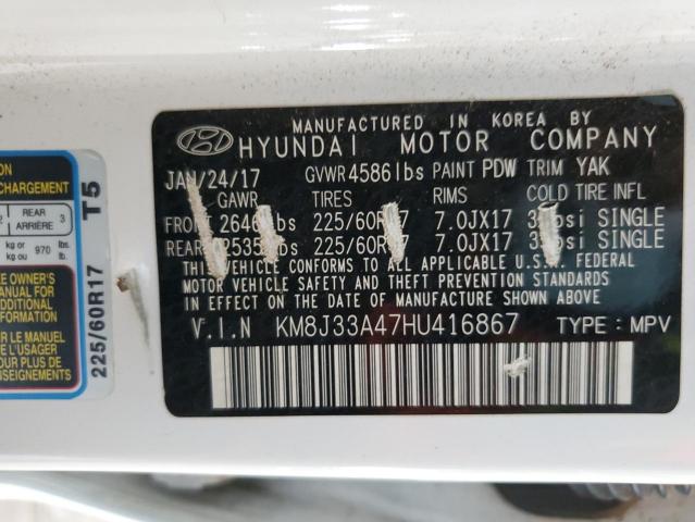 2017 Hyundai Tucson Limited VIN: KM8J33A47HU416867 Lot: 57407324