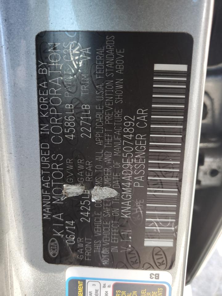 KNAGM4AD9E5074892 2014 Kia Optima Hybrid