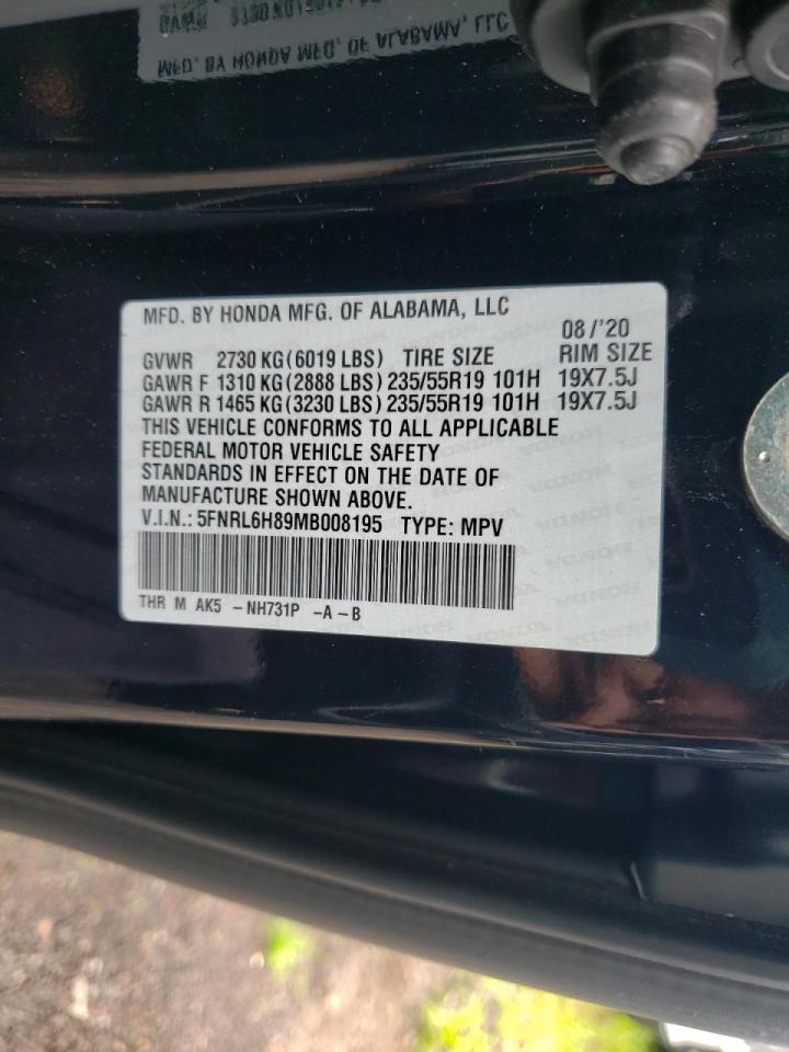 5FNRL6H89MB008195 2021 Honda Odyssey Touring