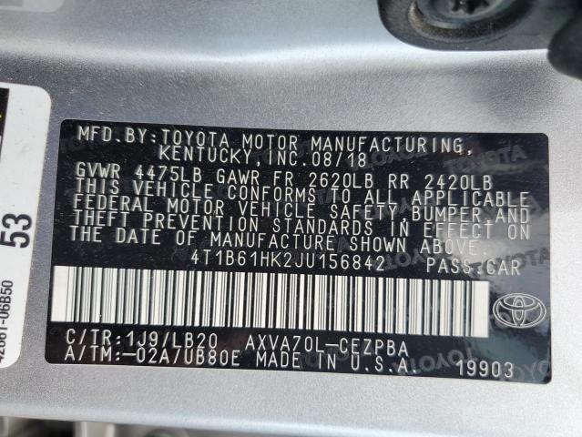 4T1B61HK2JU156842 2018 TOYOTA CAMRY - Image 12