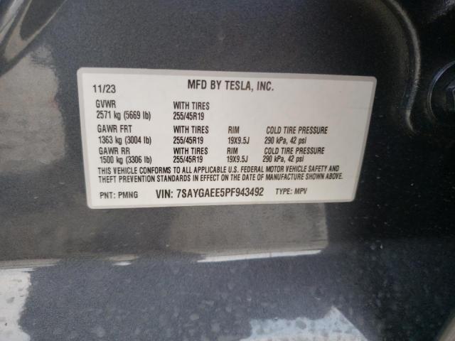 2023 Tesla Model Y VIN: 7SAYGAEE5PF943492 Lot: 58401984