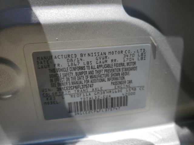 2015 Nissan Versa Note S VIN: 3N1CE2CP6FL375747 Lot: 58791434