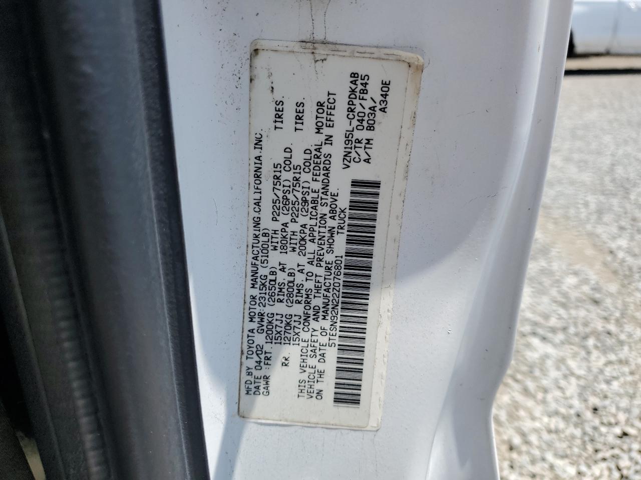 5TESN92N22Z076801 2002 Toyota Tacoma Xtracab Prerunner