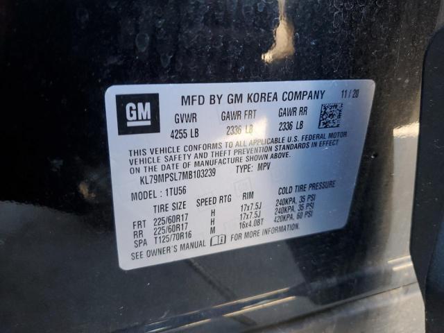 2021 Chevrolet Trailblazer Lt VIN: KL79MPSL7MB103239 Lot: 59757754