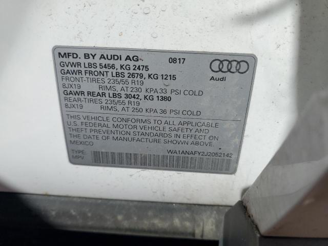 2018 Audi Q5 Premium VIN: WA1ANAFY2J2052142 Lot: 58848324