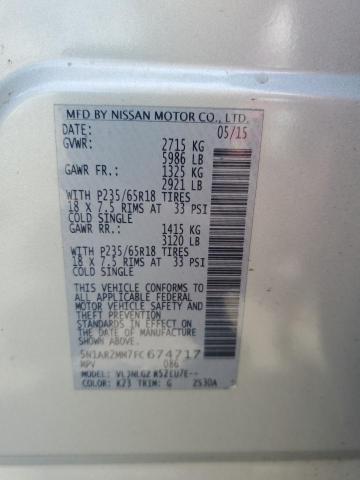 2015 Nissan Pathfinder S VIN: 5N1AR2MM7FC674717 Lot: 58011934