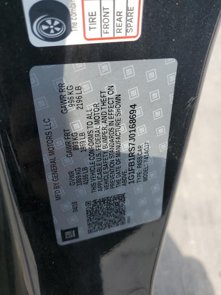 1G1FB1RS7J0168694 2018 Chevrolet Camaro Lt