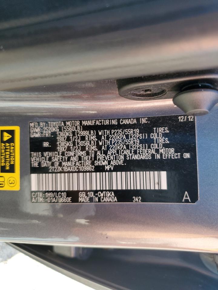 2T2ZK1BAXDC109862 2013 Lexus Rx 350