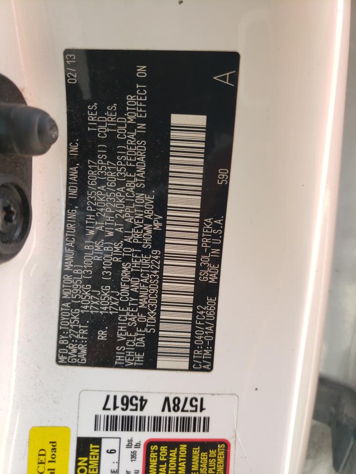 5TDKK3DC9DS342249 2013 Toyota Sienna Le