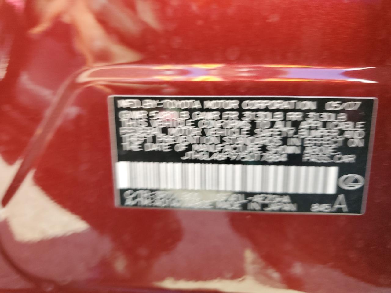 JTHGL46F975017884 2007 Lexus Ls 460L