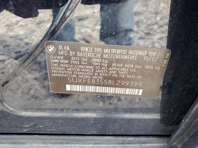 2008 BMW X5 4.8I VIN: 5UXFE83558LZ99399 Lot: 57269974