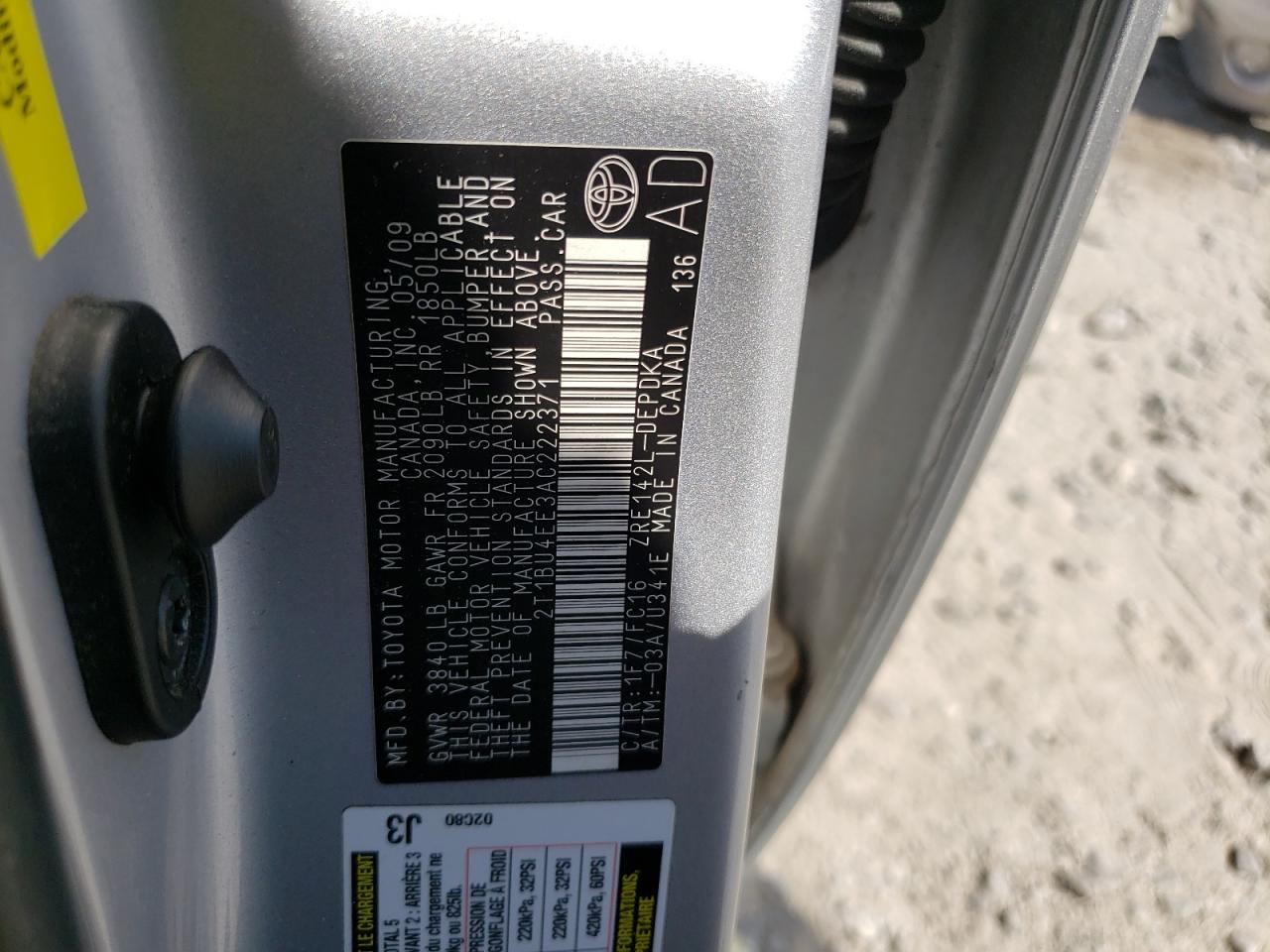 2T1BU4EE3AC222371 2010 Toyota Corolla Base