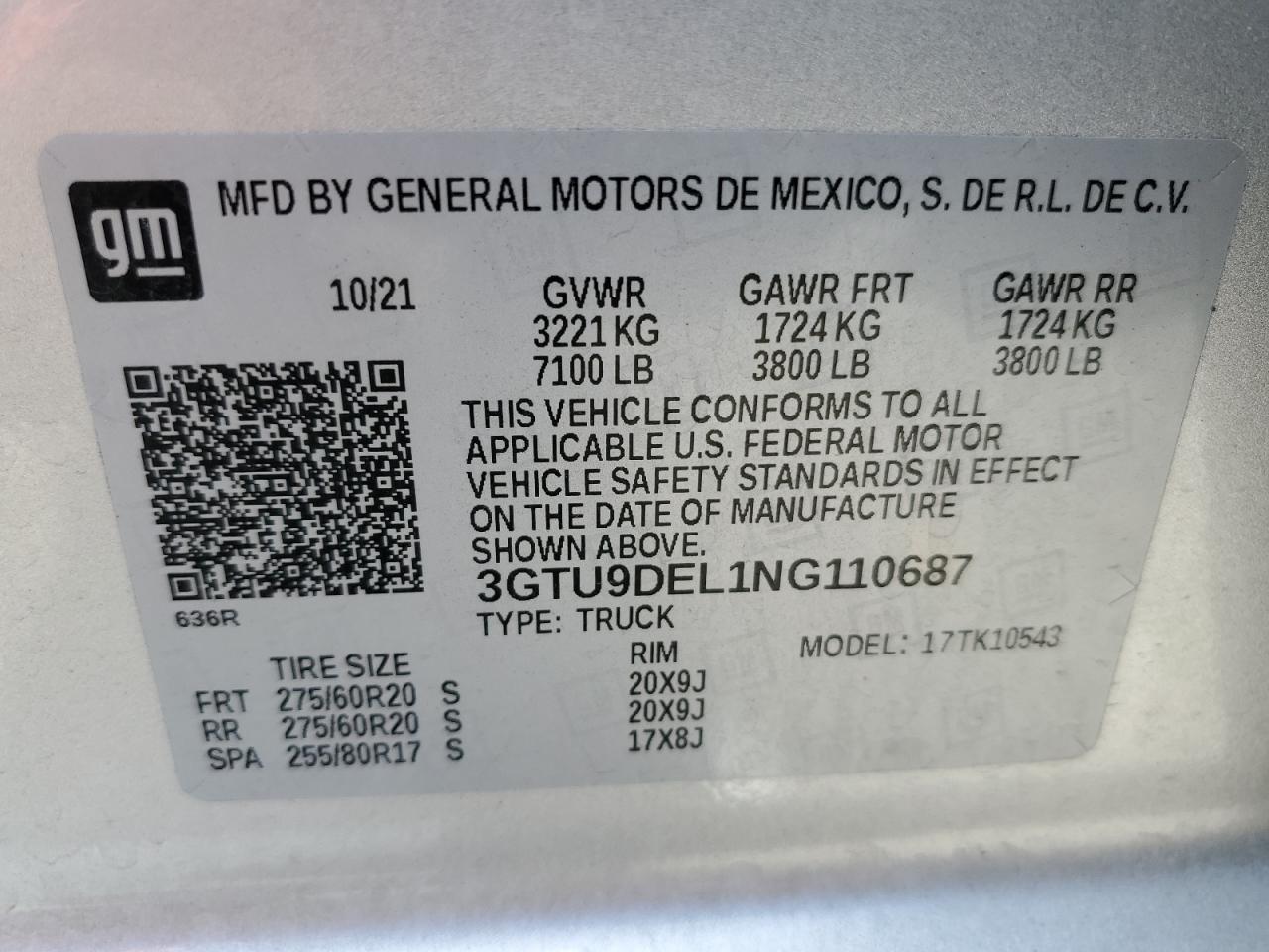 3GTU9DEL1NG110687 2022 GMC Sierra Limited K1500 Slt