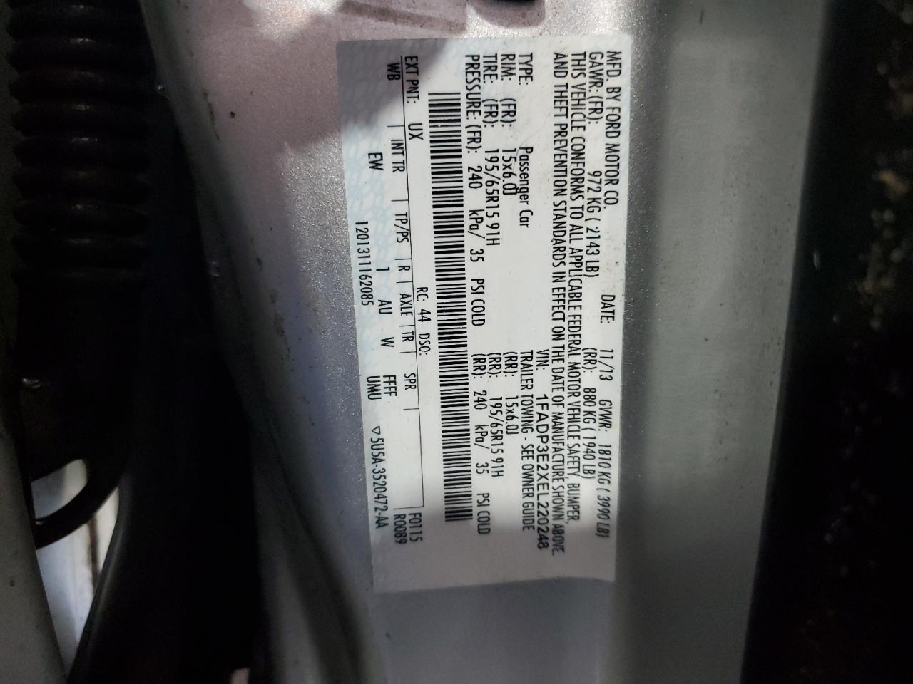 1FADP3E2XEL220248 2014 Ford Focus S