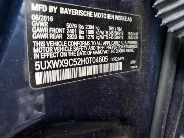 VIN 5UXWX9C52H0T04605 2017 BMW X3, Xdrive28I no.12