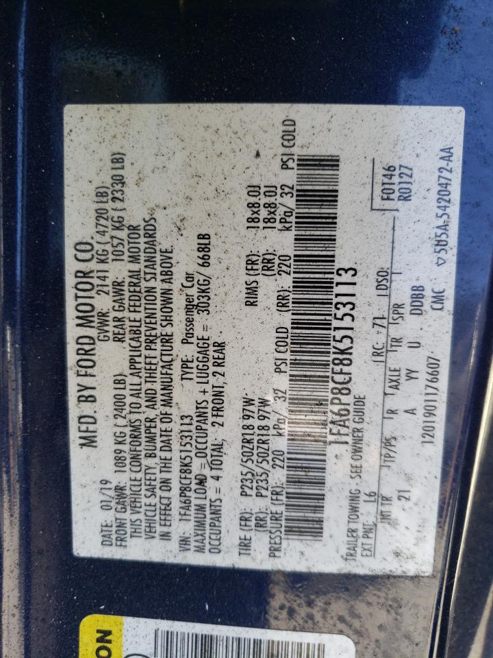 1FA6P8CF8K5153113 2019 Ford Mustang Gt