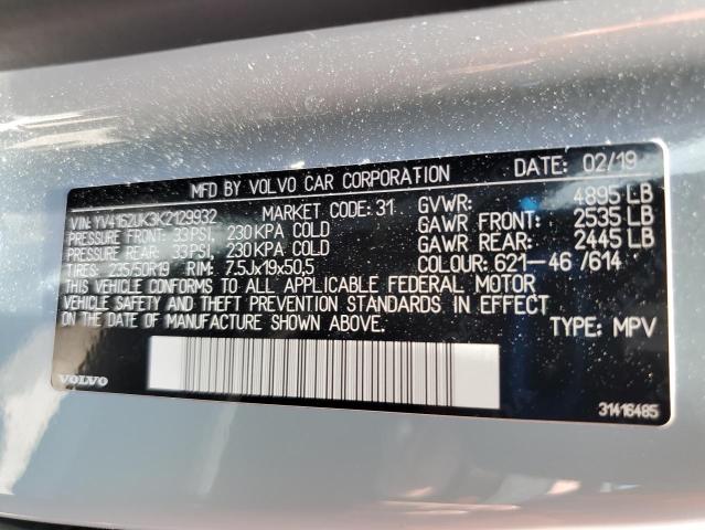 2019 Volvo Xc40 T5 Momentum VIN: YV4162UK3K2129932 Lot: 59992804
