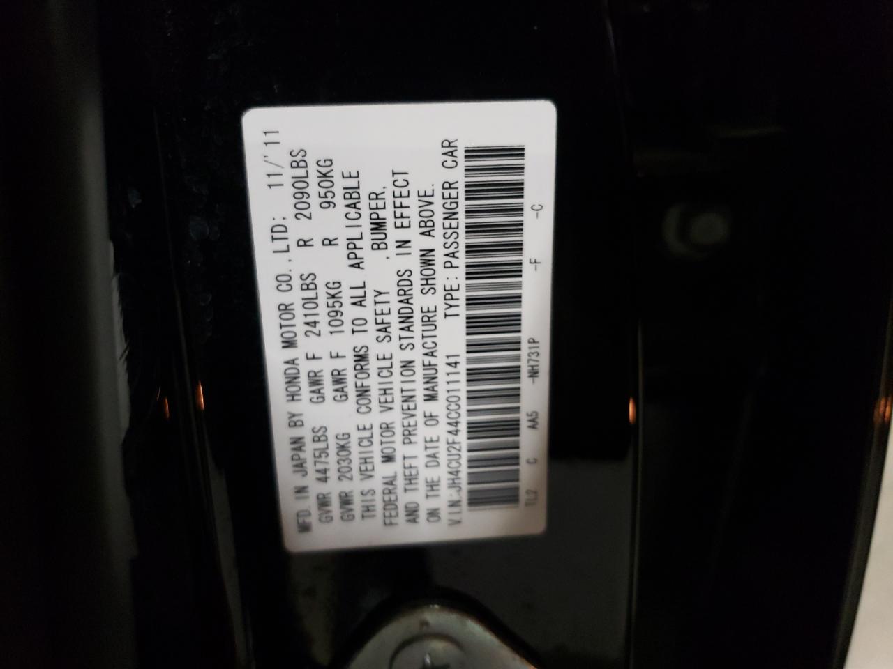 JH4CU2F44CC011141 2012 Acura Tsx