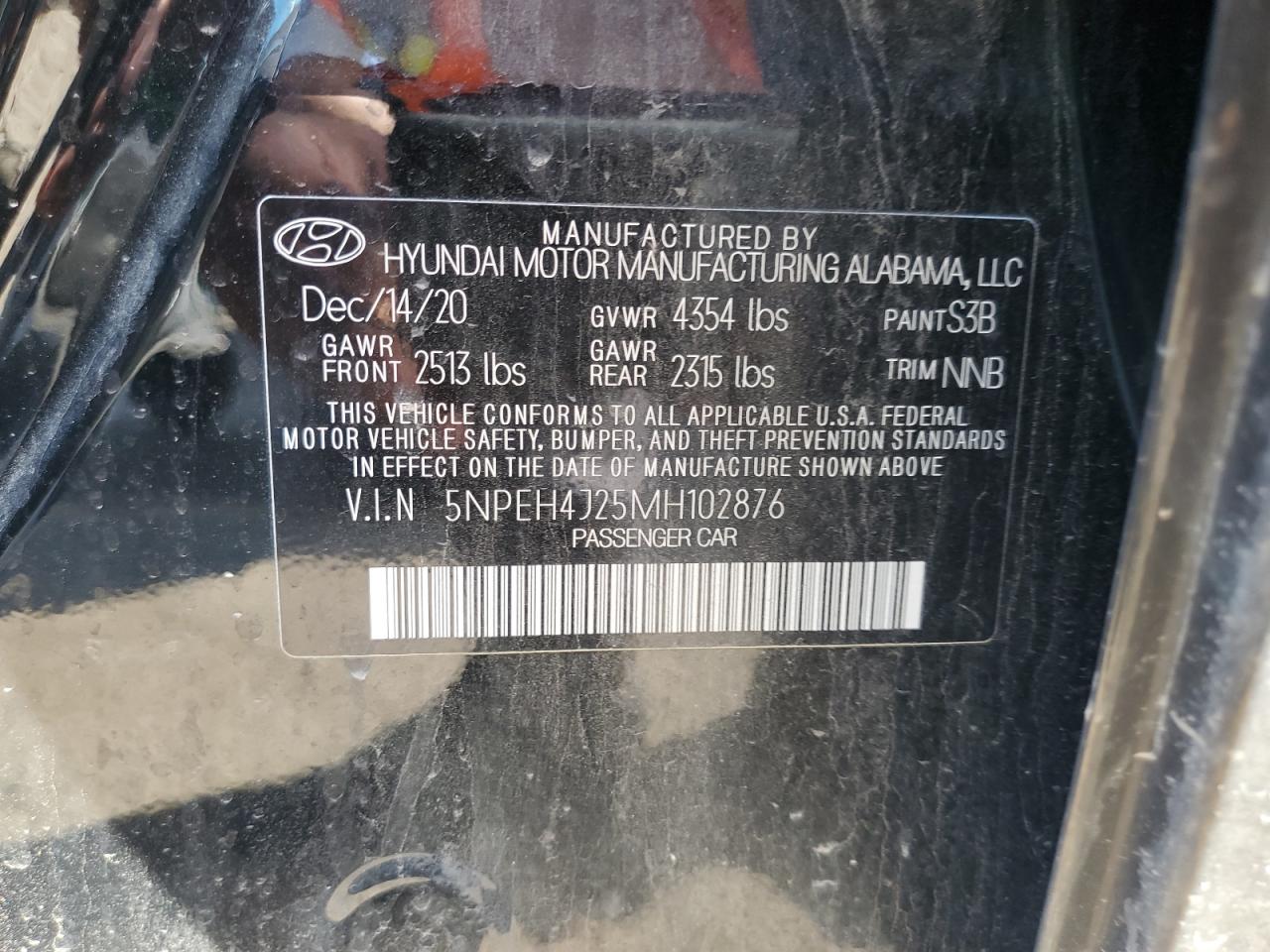 5NPEH4J25MH102876 2021 Hyundai Sonata Limited