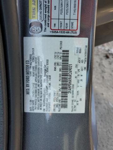 2010 Ford Fusion Se VIN: 3FAHP0HA9AR269021 Lot: 57824794