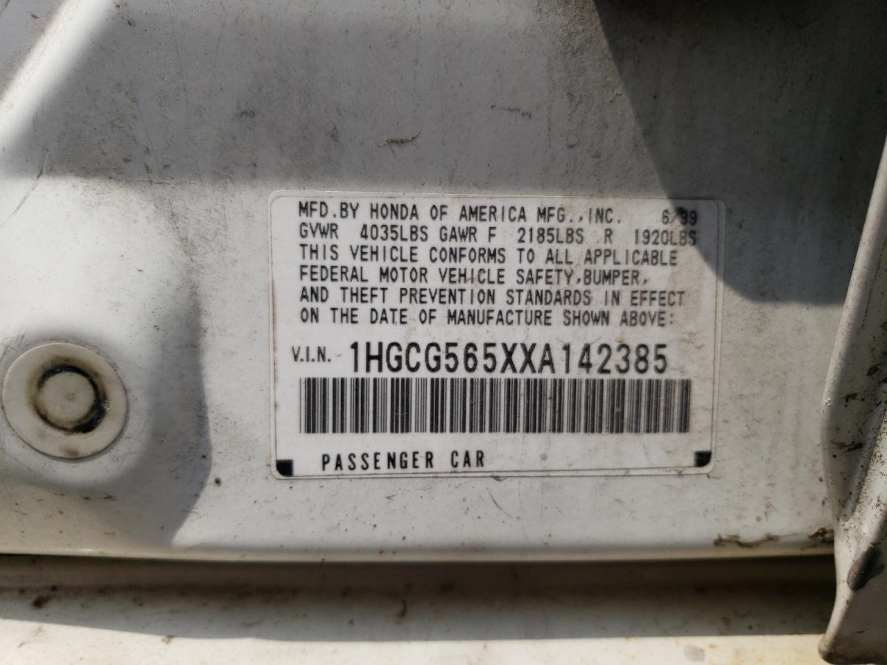 1HGCG565XXA142385 1999 Honda Accord Ex