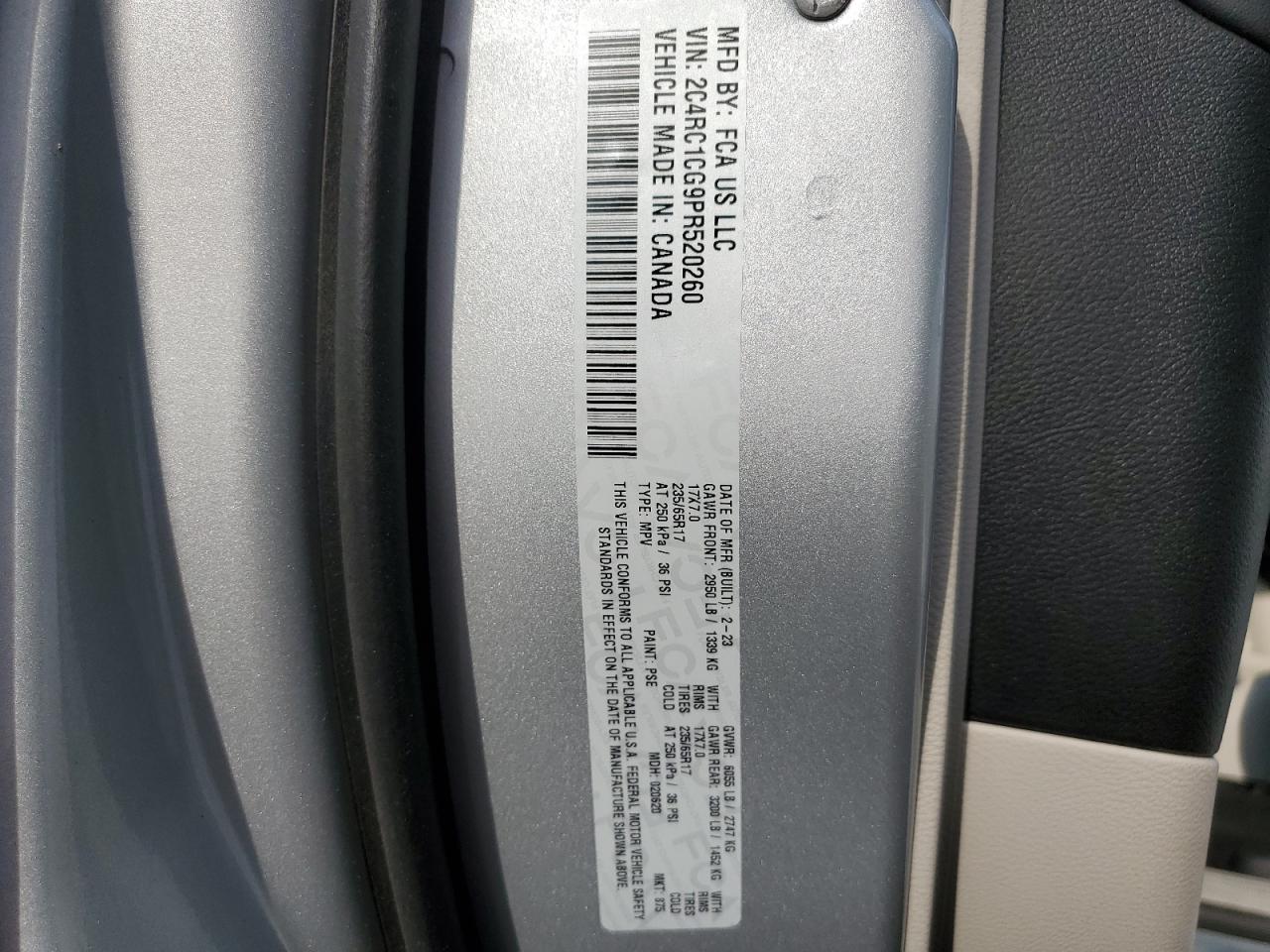 2C4RC1CG9PR520260 2023 Chrysler Voyager Lx