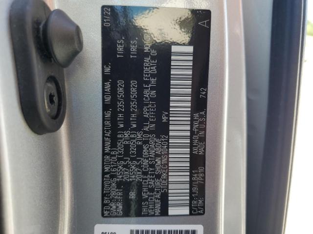 2022 Toyota Sienna Limited VIN: 5TDERKEC1NS104012 Lot: 58119594