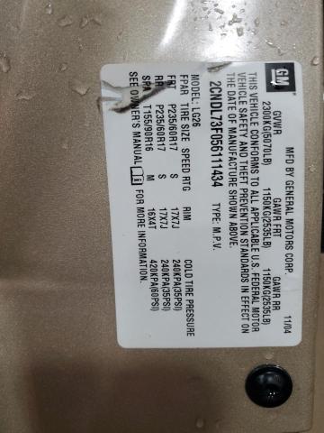 2005 Chevrolet Equinox Lt VIN: 2CNDL73F056111434 Lot: 60829764