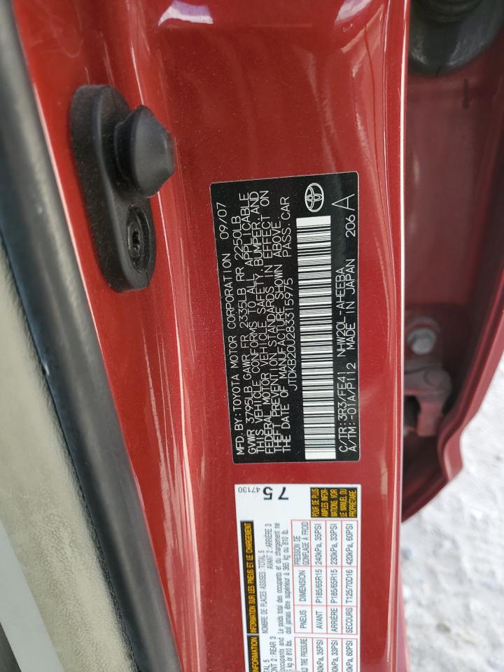 JTDKB20U283315975 2008 Toyota Prius