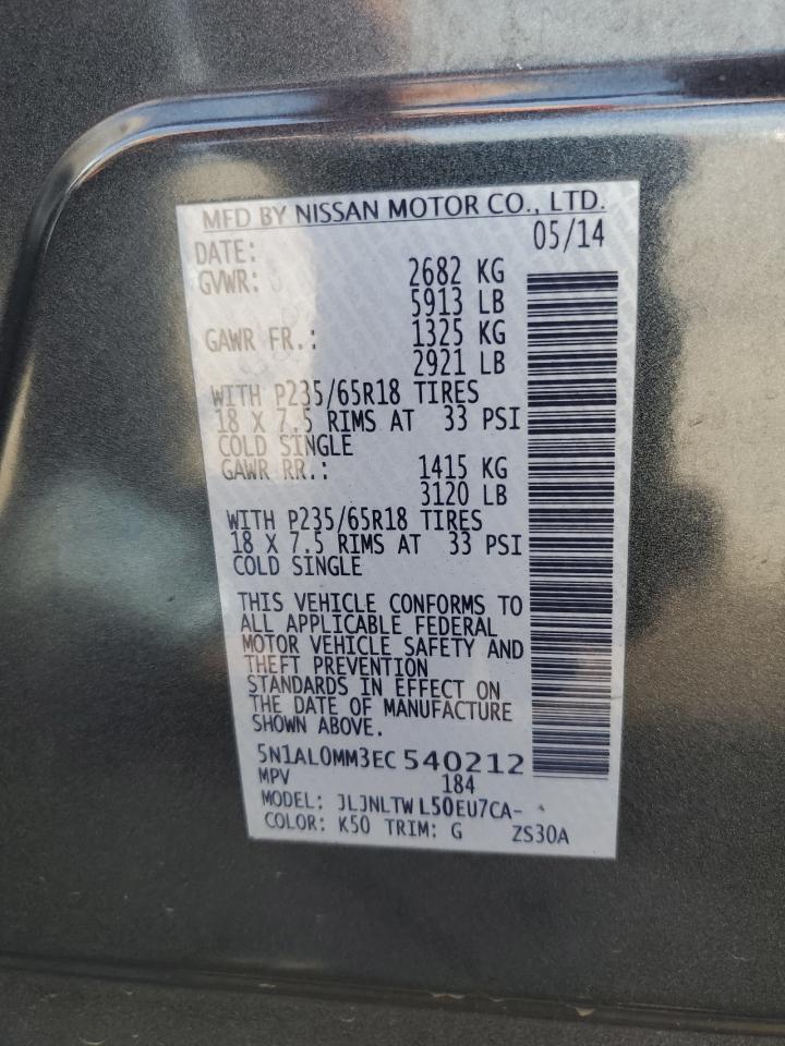 5N1AL0MM3EC540212 2014 Infiniti Qx60