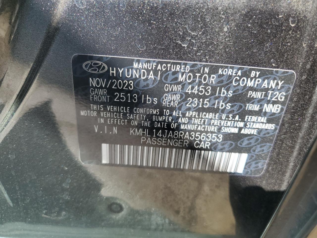 KMHL14JA8RA356353 2024 Hyundai Sonata Sel