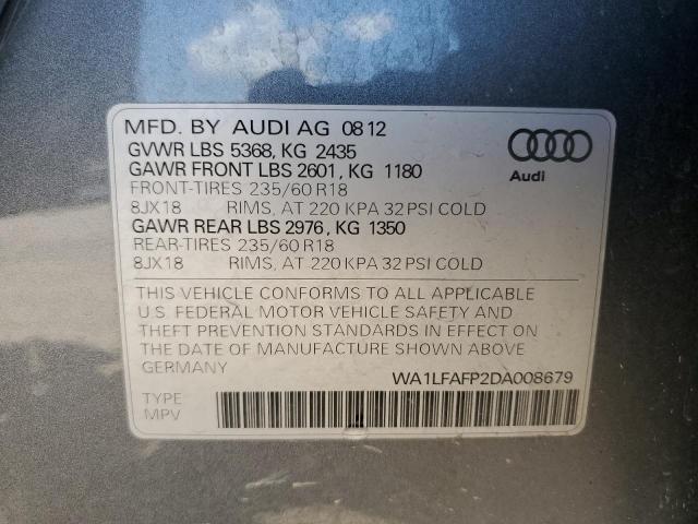 2013 Audi Q5 Premium Plus VIN: WA1LFAFP2DA008679 Lot: 58103234